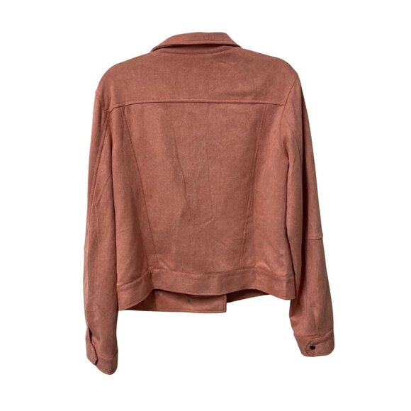 AMPERSAND AVENUE MOTO JACKET PINK ROSE WOMENS XL VEGAN SUEDE ZIP CLASSIC NWT - Picture 2 of 10